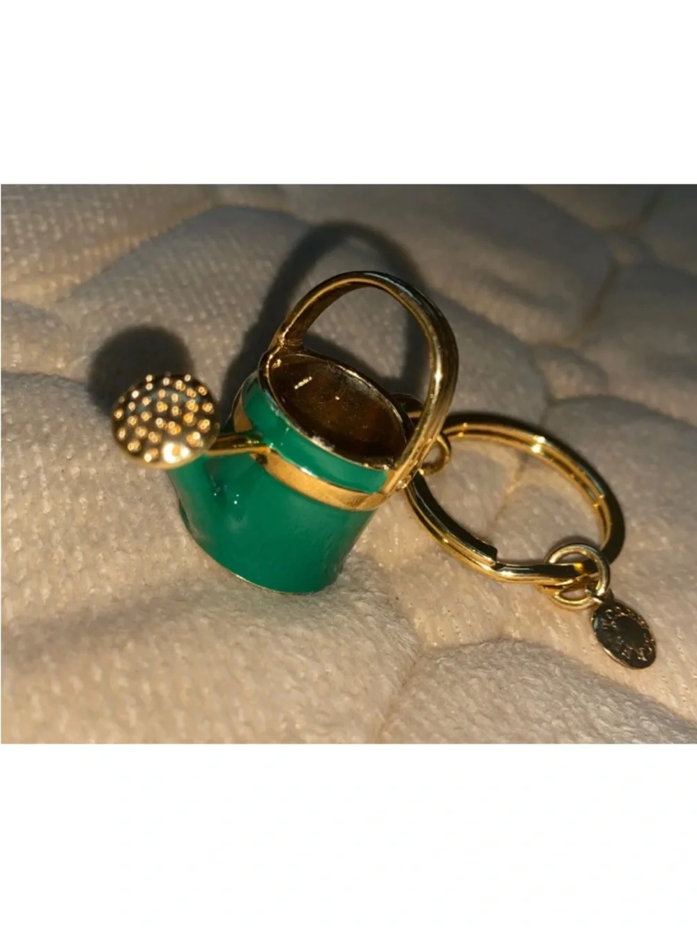 J. Crew RARE Flower Watering Can Keychain Green Gold Color‎
